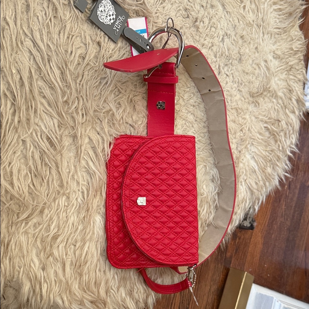 Vince Camuto Chic Red Quilted Crossbody Bag-size small